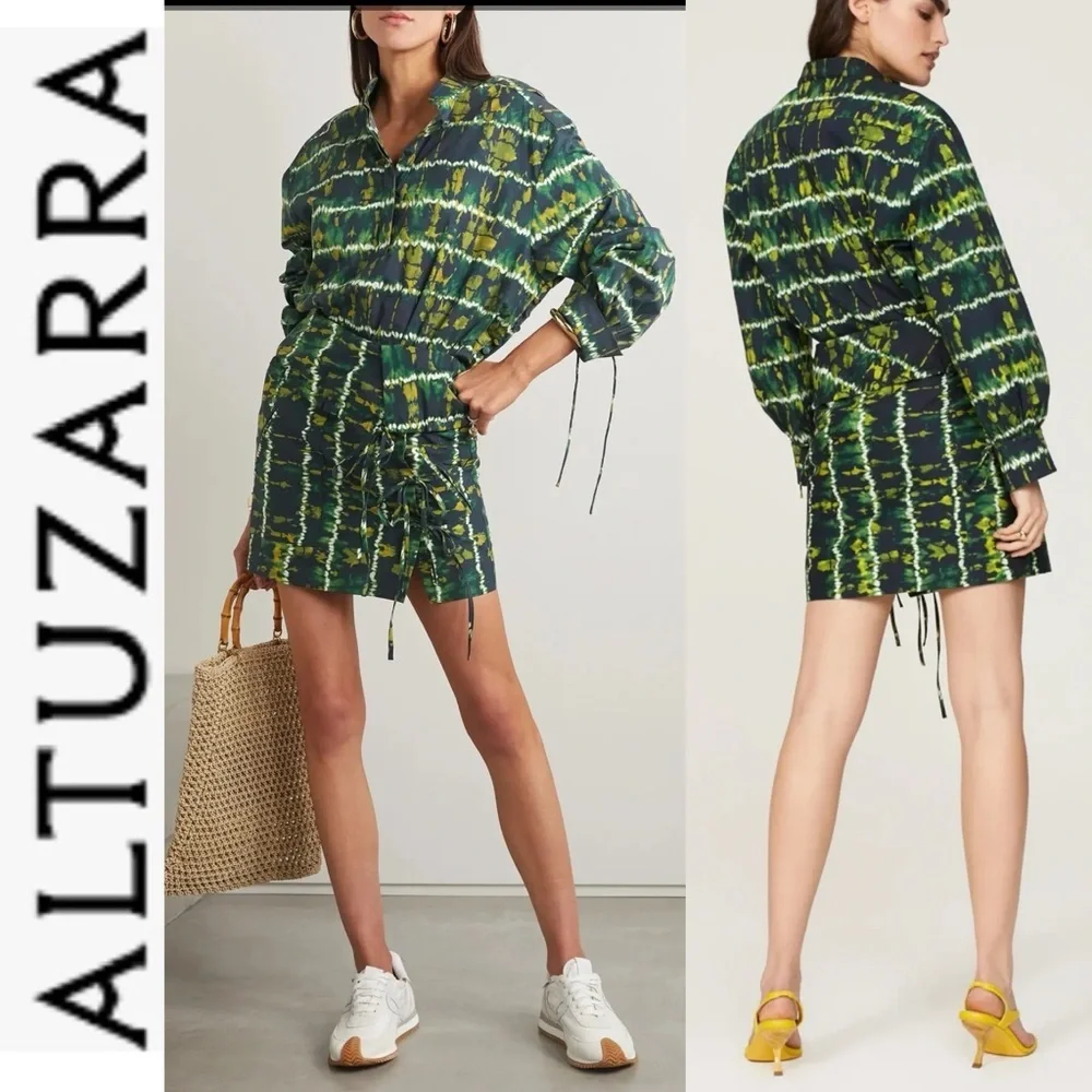 NWT Altuzarra Hilaree TieDyed Stretch Cotton Mini Skirt FR 38
